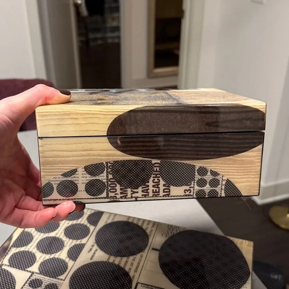 Abstract Patterned Wooden Boxes for Decor